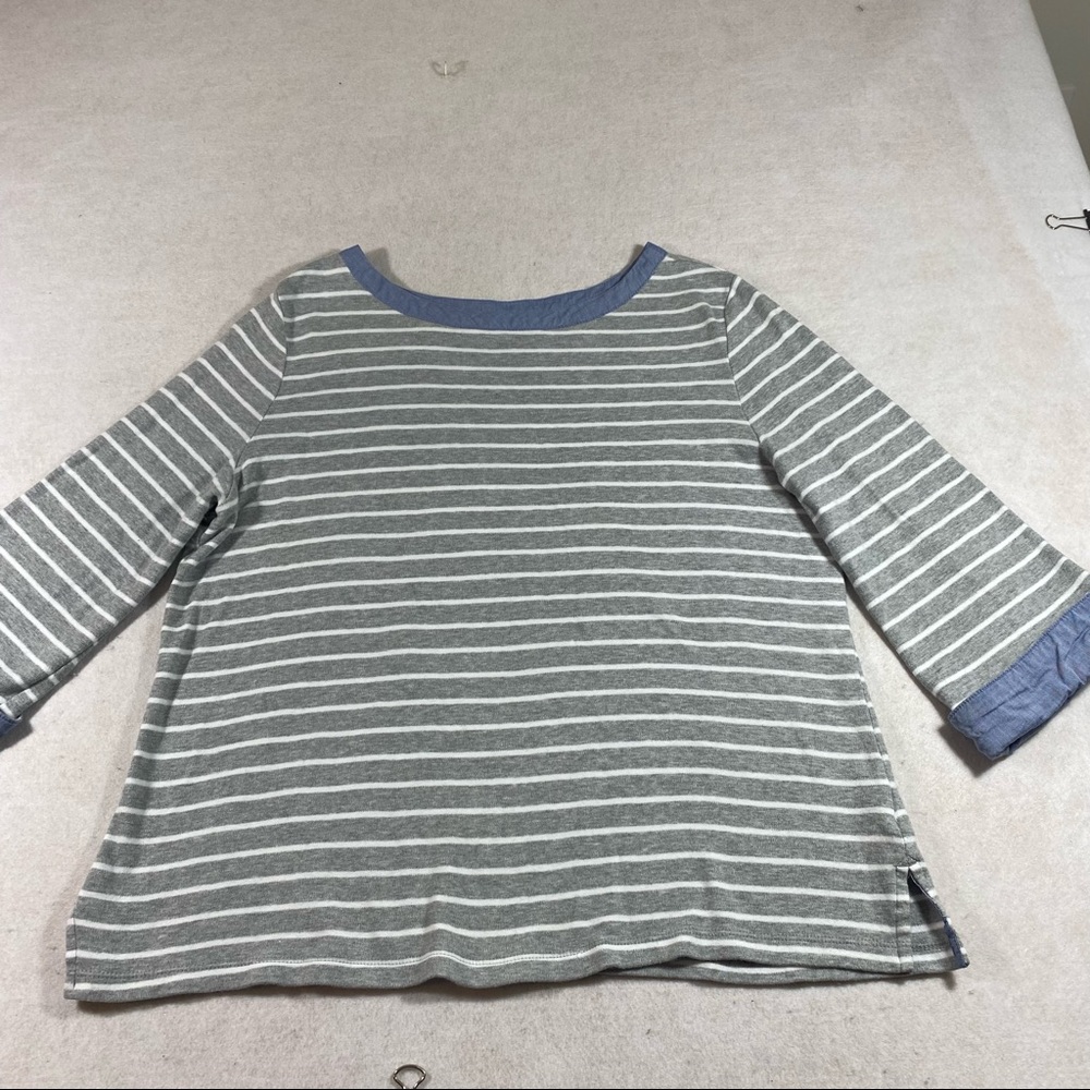 Nautica Striped Shirt Pullover Striped 3/4 Sleeve Shirt Top